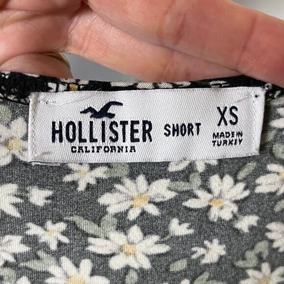 Hollister Women's Mini Wrap Dress XS Floral Print Black & Yellow Long Sleeve - Picture 5 of 6
